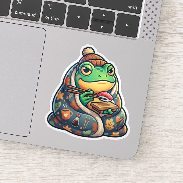 Cozy Sushi Frog Sticker (Detail)