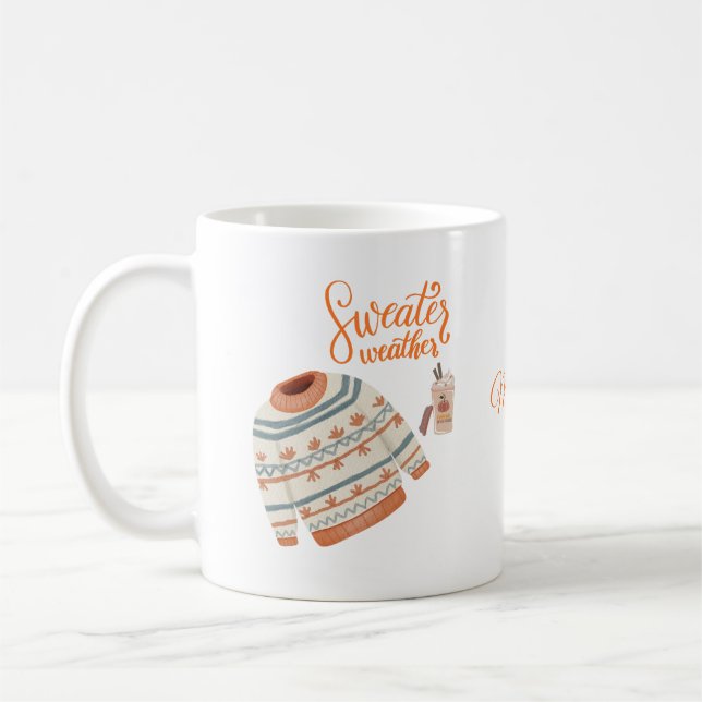 Cozy Sweater Weather Mug with Custom Name | Autumn (Left)