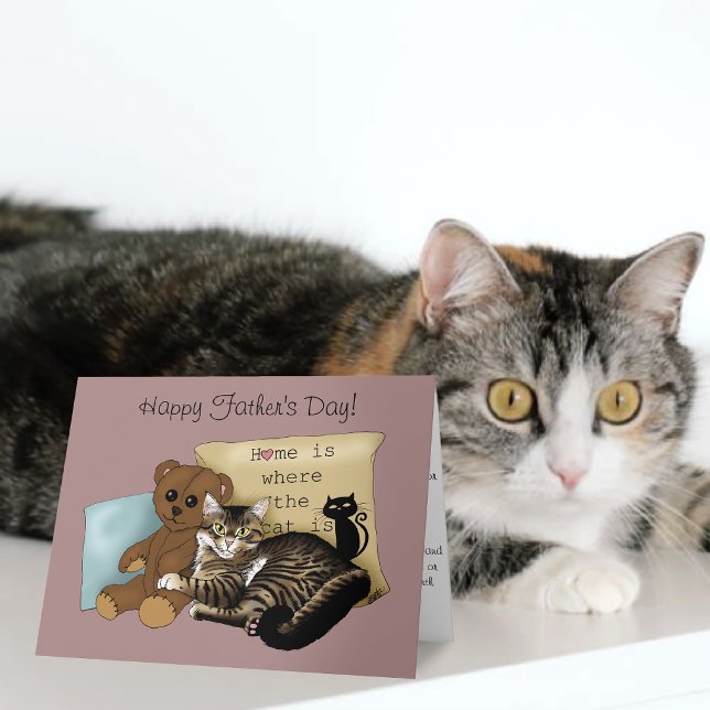 Cozy Tabby Pink Father's Day Card (Creator Uploaded)
