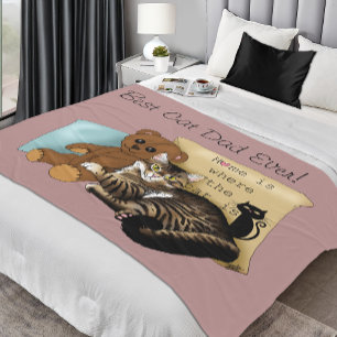 Cozy Tabby Pink Father's Day Fleece Blanket