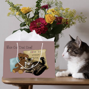 Cozy Tabby Pink Father's Day Large Gift Bag