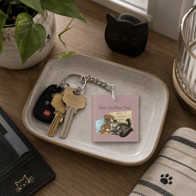 Cozy Tabby Pink Mother's Day Keychain (Creator Uploaded)