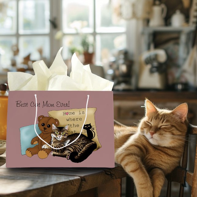 Cozy Tabby Pink Mother's Day Large Gift Bag (Creator Uploaded)