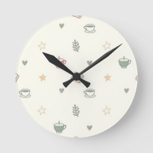 Cozy Tea Books Candle Pattern Soft Round Clock