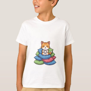 Cozy Tea Time Ginger Cat Kids T-Shirt