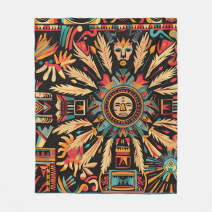 Cozy Teal "Aztec Dream" Fleece Blanket