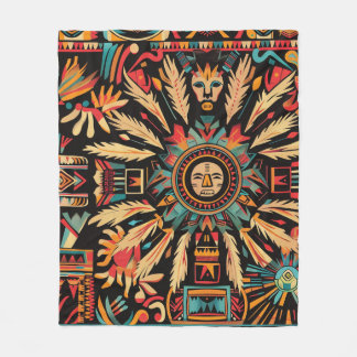 Cozy Teal "Aztec Dream" Fleece Blanket