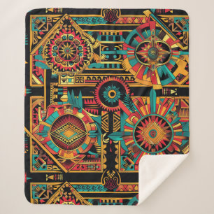 Cozy Teal "Aztec Dream" Plush Sherpa Blanket