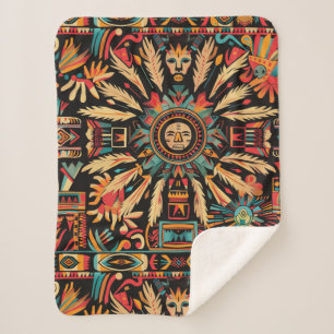 Cozy Teal "Aztec Dream" Plush Sherpa Blanket