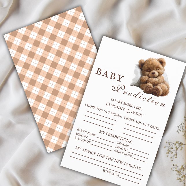 Cozy Teddy Bear Baby Shower Prediction Game Card (Creator Uploaded)