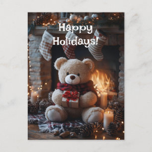 Cozy Teddy Bear Holiday Design  Postcard