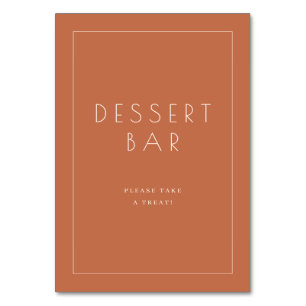 Cozy Terracotta Minimalist Dessert Bar Sign Table Number