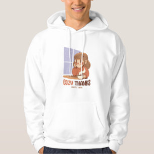 Cozy Thanks Cute Coffee Girl Art Hoodie