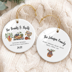 Cozy Thanksgiving Family Group Ceramic Ornament