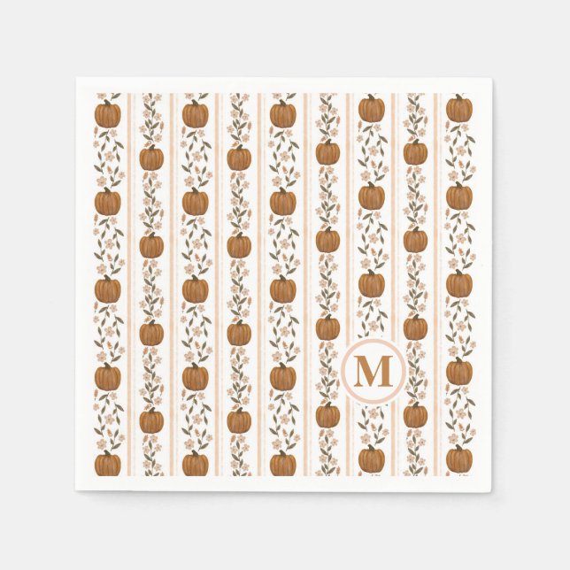 Cozy Thanksgiving Pumpkin Floral Napkin (Front)