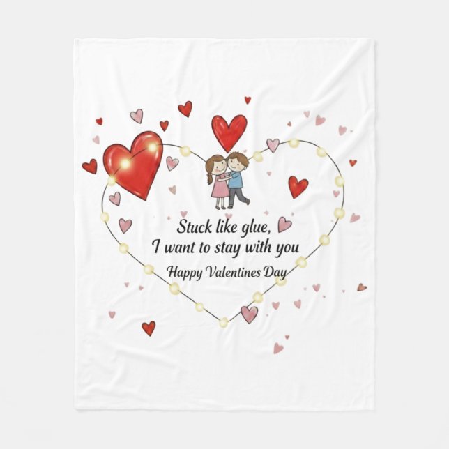 cozy togetherness personalized heart illustration fleece blanket (Front)