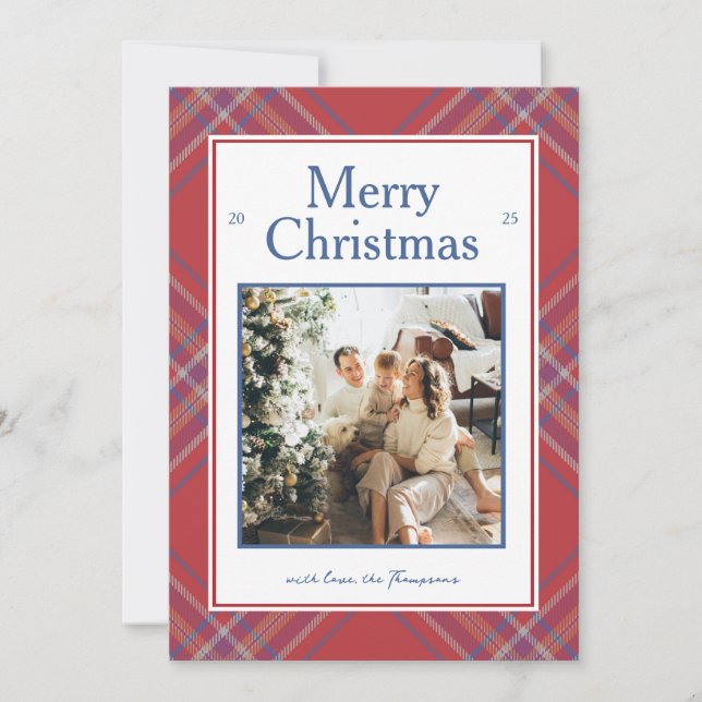 Cozy Traditional Plaid Tartan Holiday Card  (Front)