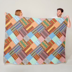Cozy tribal patchwork pattern fleece blanket
