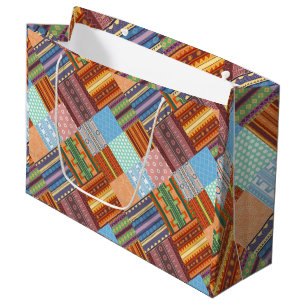 Cozy tribal patchwork pattern  large gift bag