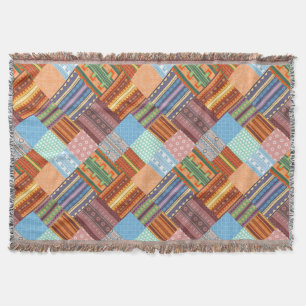 Cozy tribal patchwork pattern throw blanket