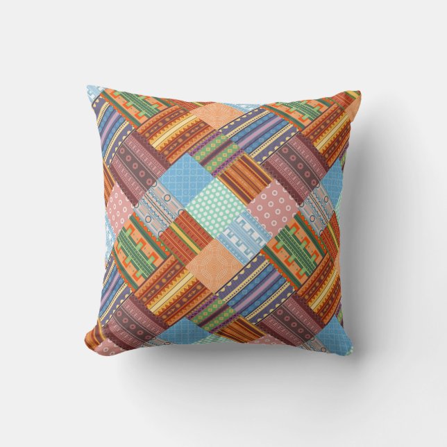 Cozy tribal patchwork pattern  throw pillow (Front)