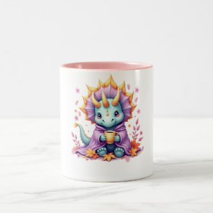 Cozy Triceratops Mug - Dinosaur in Blanket Sipping