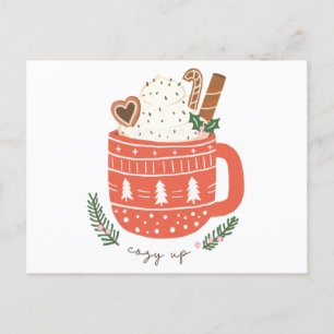 Cozy Up hot chocolate Christmas Holiday Postcard