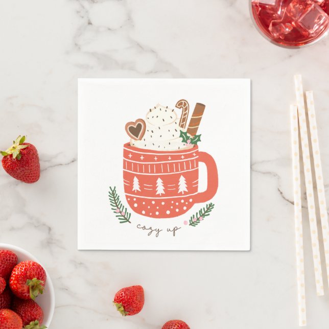 Cozy Up hot chocolate Christmas  Napkin (Insitu)
