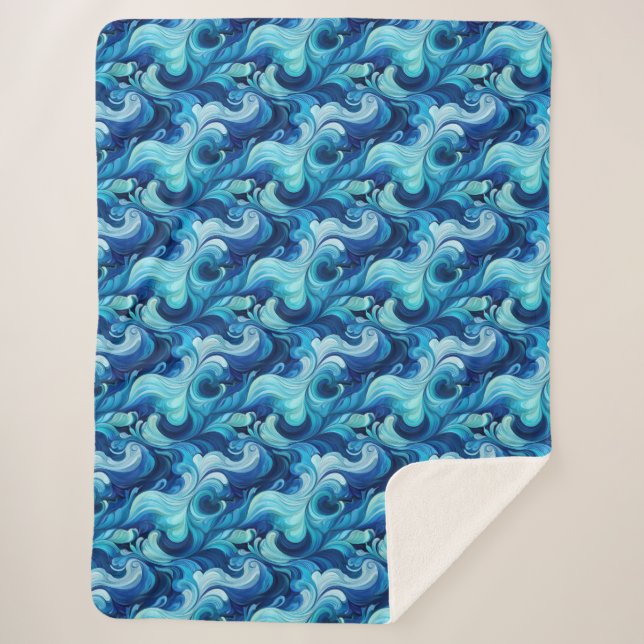 Cozy Up In An Elegant Asian Blue Sherpa Blanket (Front)