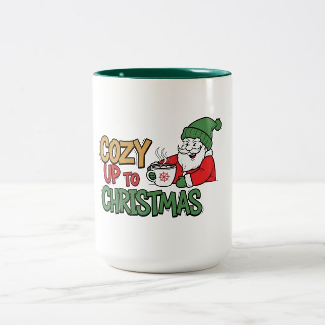 Cozy Up to Christmas Design Two-Tone Coffee Mug (Center)