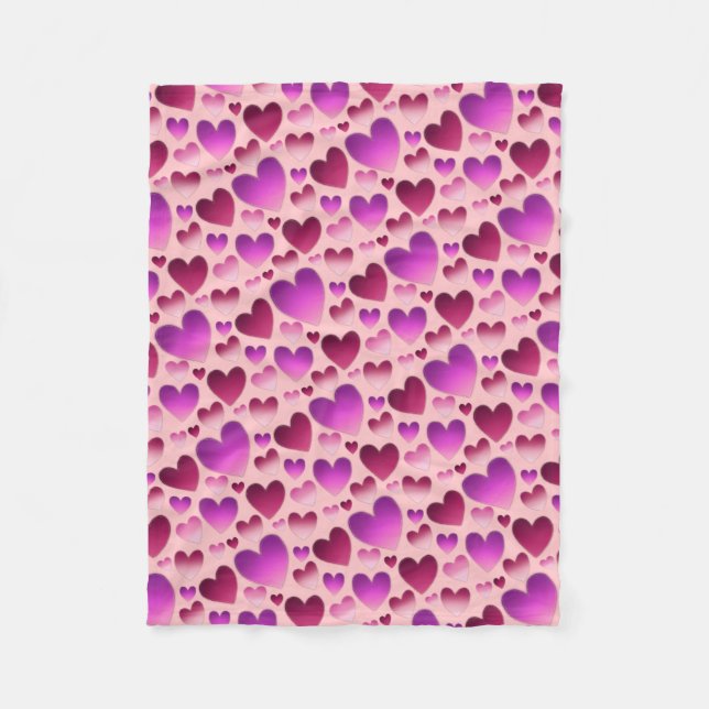 Cozy up under a blush «Meadow of hearts» Fleece Blanket (Front)