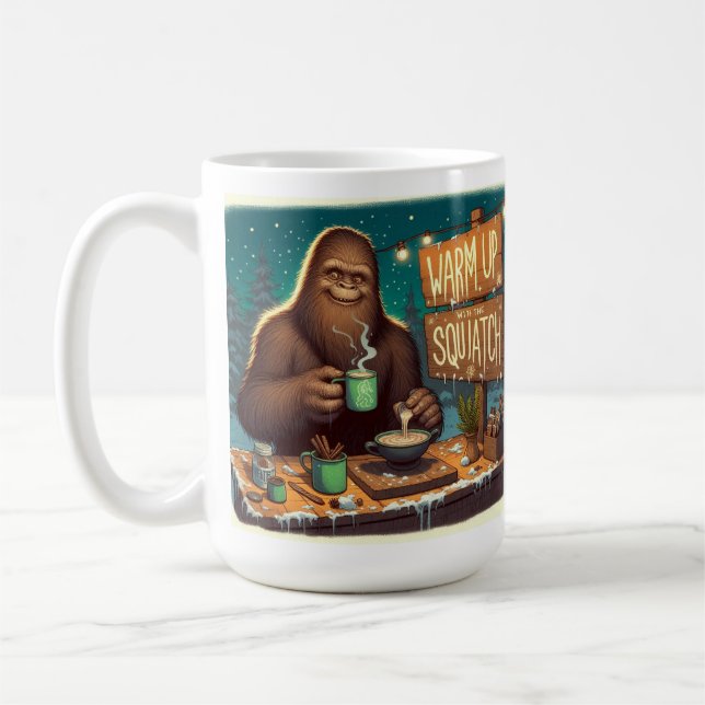 Cozy Up with Bigfoot's Hot Cocoa Stand Coffee Mug (Left)