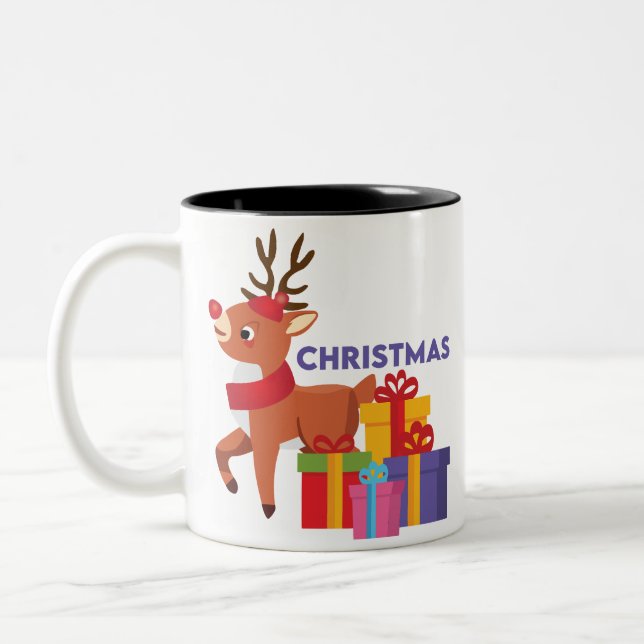 Cozy Up with Christmas Joy Two-Tone Coffee Mug (Left)