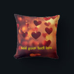 "Cozy Up with Love" cushion – Customizable<br><div class="desc">Bring warmth and romance into your home with this beautifully designed cushion featuring softly glowing hanging hearts. Make it truly special by adding your own personalized message, making it perfect for Valentine’s Day, weddings, anniversaries, or simply adding a touch of love to your space year-round. This cushion blends comfort with...</div>