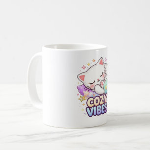 Cozy Vibe Cat Sticker Cute Sleeping Cat Coffee Mug