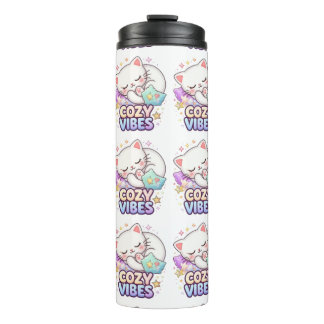 Cozy Vibe Cat Sticker | Cute Sleeping Cat Thermal Tumbler