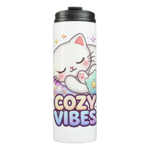 Cozy Vibe Cat Sticker Cute Sleeping Cat Thermal Tumbler