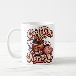 Cozy Vibes and Nurse Life Retro Coffee Mug