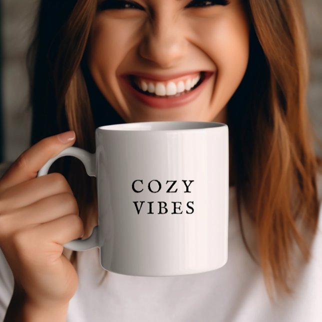 Cozy Vibes Fall Mug Modern Minimal Coffee Cup (Creator Uploaded)