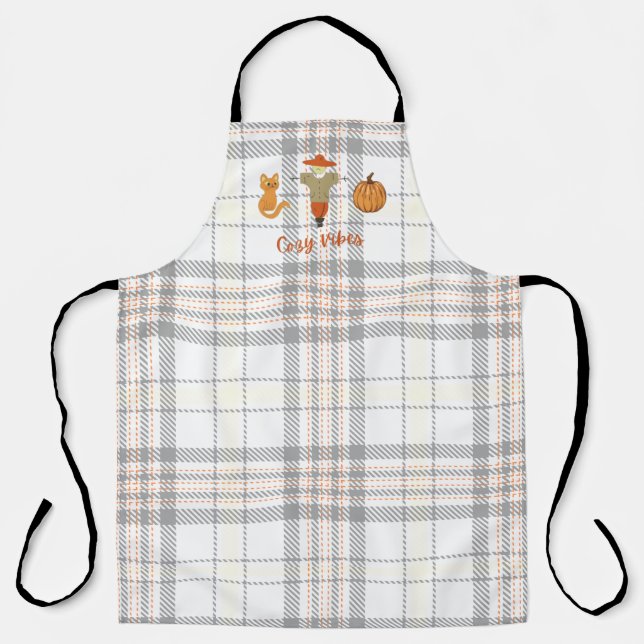 Cozy Vibes Fall Quote Autumn Pumpkin Thanksgiving  Apron (Front)