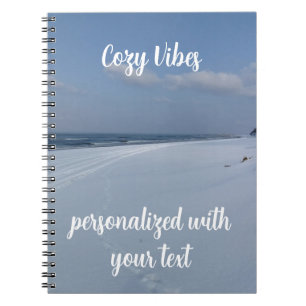 Cozy Vibes Winter Beach Monogram Notebook