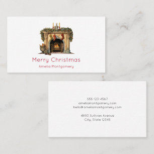 Cozy Victorian Fireplace Christmas Business Card