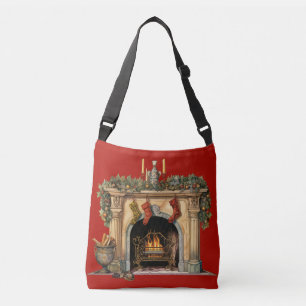 Cozy Victorian Fireplace Christmas Crossbody Bag