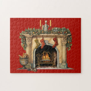 Cozy Victorian Fireplace Christmas Jigsaw Puzzle