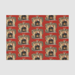 Cozy Victorian Fireplace Christmas Pattern Tissue Paper