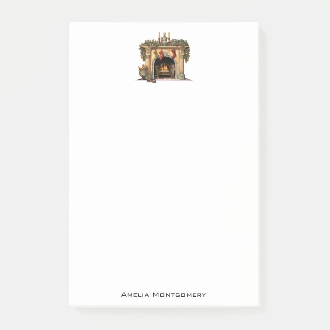 Cozy Victorian Fireplace Christmas Post-it Notes (Front)