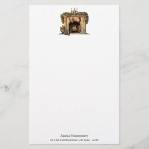Cozy Victorian Fireplace Christmas Stationery