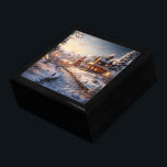 Cozy Village at Christmas illustration Gift Box<br><div class="desc">Cozy village at Christmas,  snowy landscape.</div>