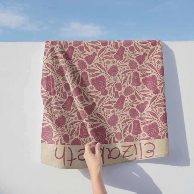 Cozy Vintage Christmas Beanie Coffee Pattern  Sherpa Blanket (Creator Uploaded)