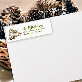 Cozy Vintage Christmas Car Return Address